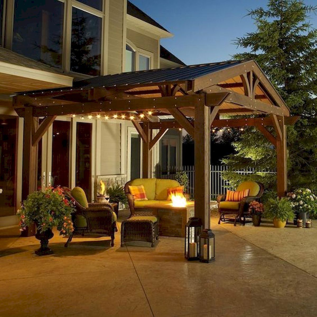 Wooden covered pergola