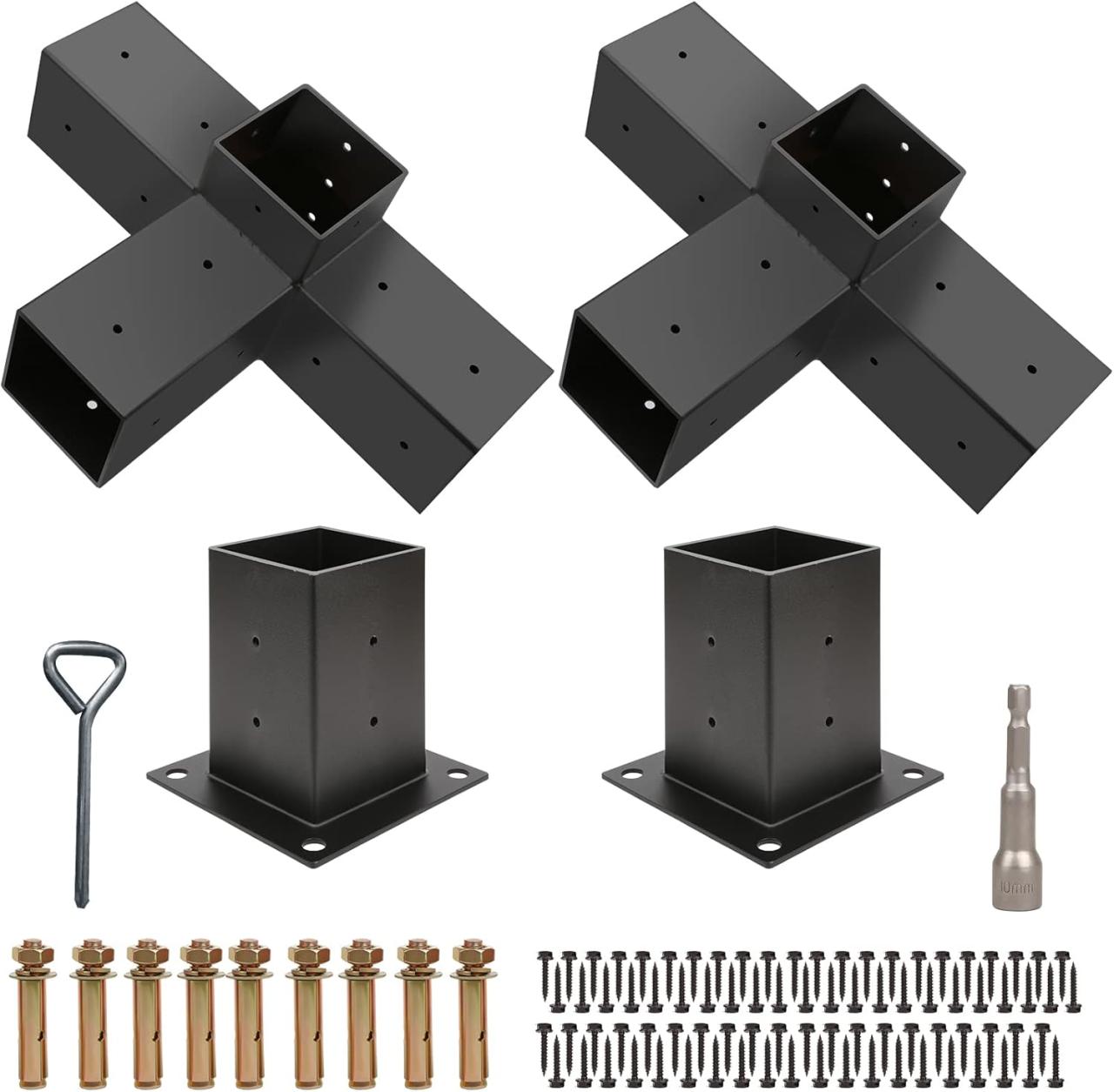 Pergola bracket steel brackets 4x4 square set galvanized 6x6 post kits