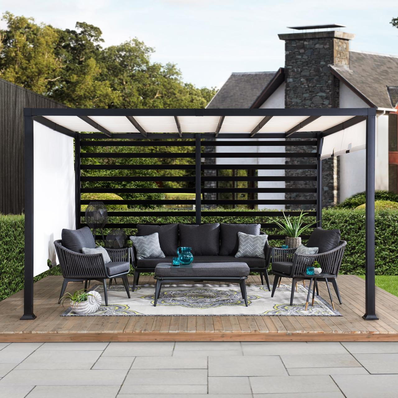 Contemporary metal pergola