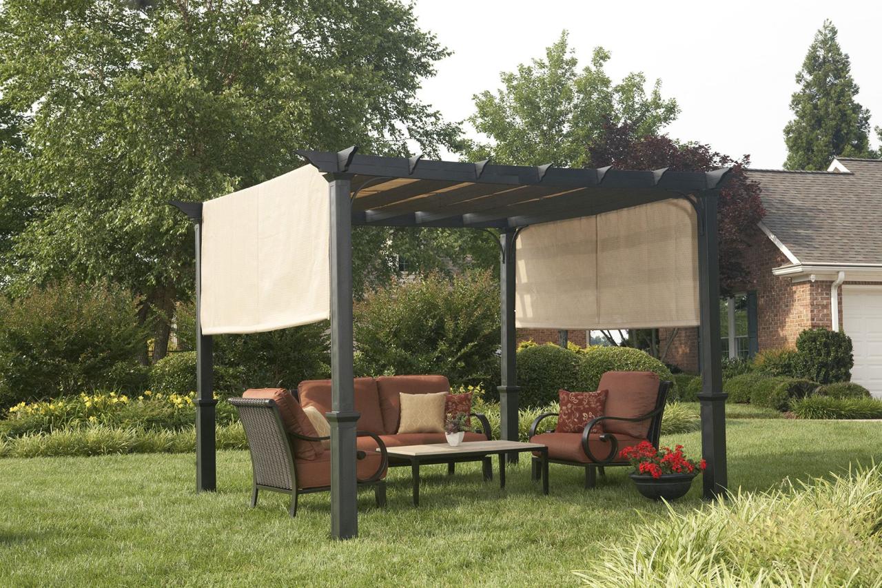 Pergola shade arched steel ft adjustable brown sunjoy tone sherman oaks depot