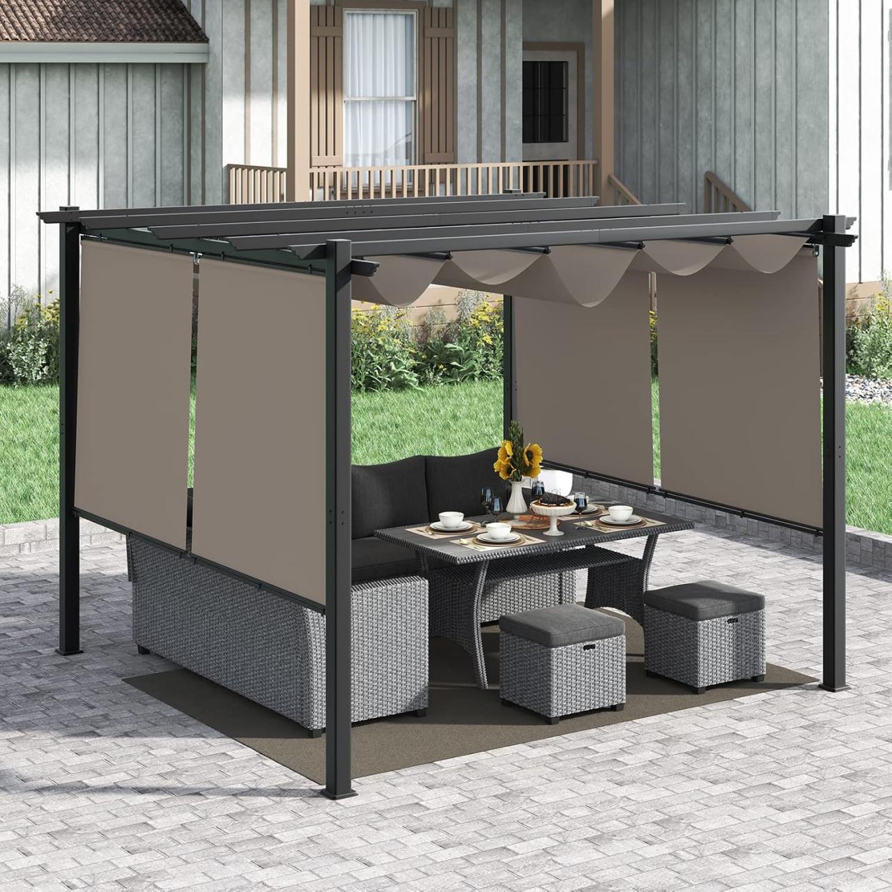 Pergola arched hampton canopy depot pergolas 10x10 garden gazebo homedepot sliding discovery