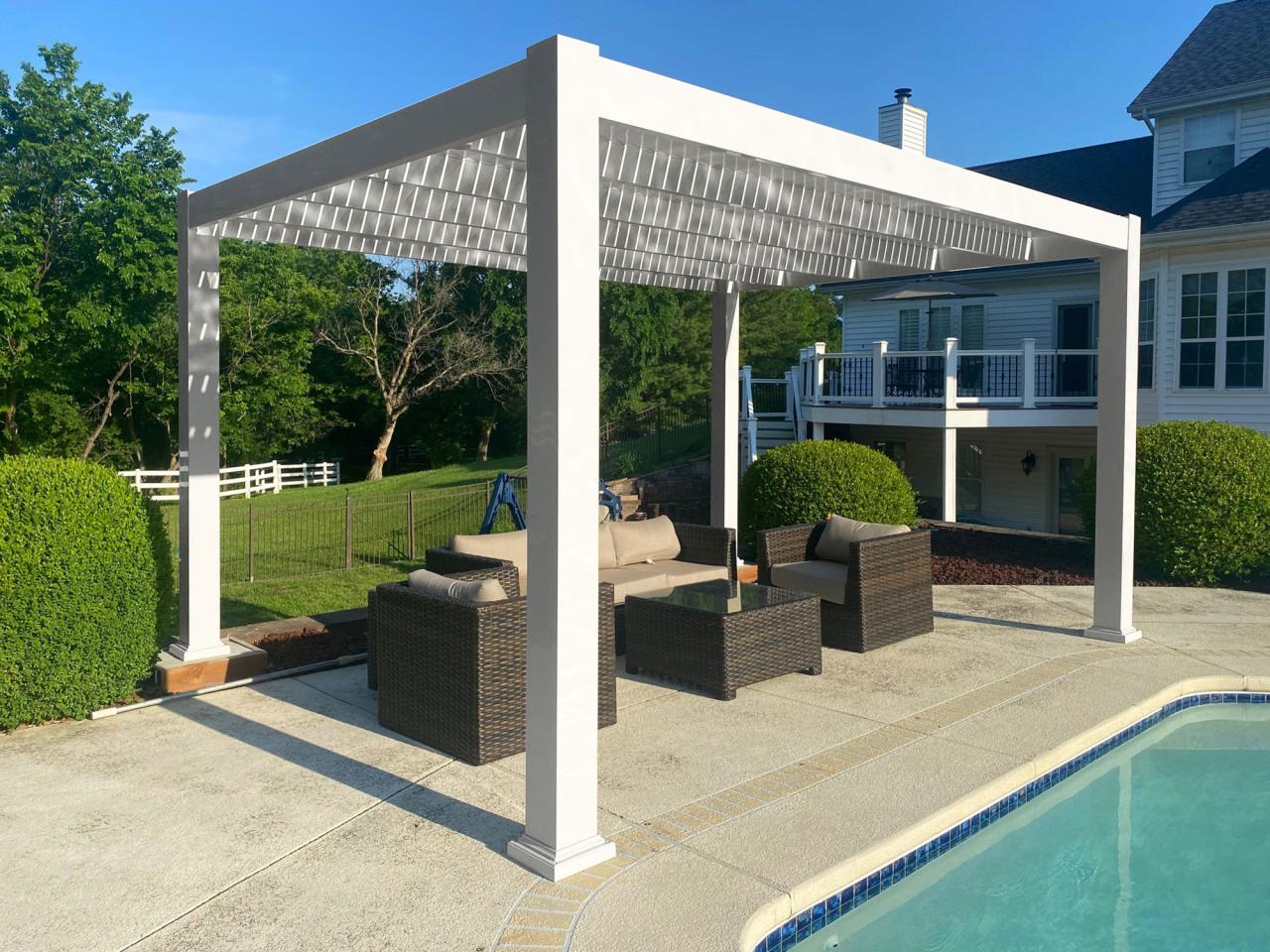 Pergola vinyl pergolas arcadian white outdoor kits gazebos deck garland patio living sale wooden lane country designs contractor repair