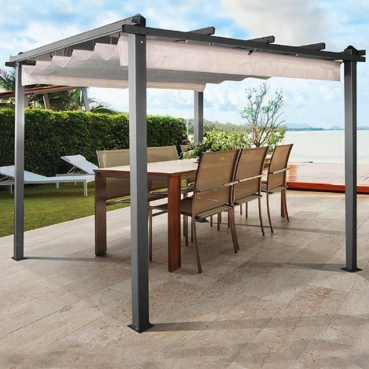 Pergola b300 brustor attached roller awning waterproof