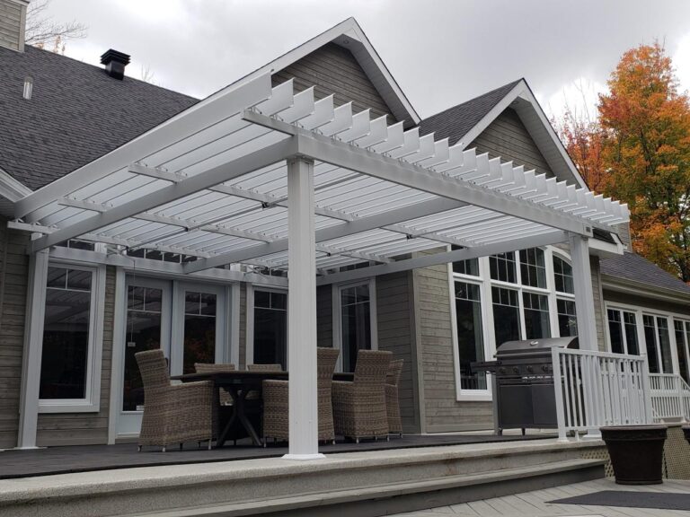 White aluminum pergola