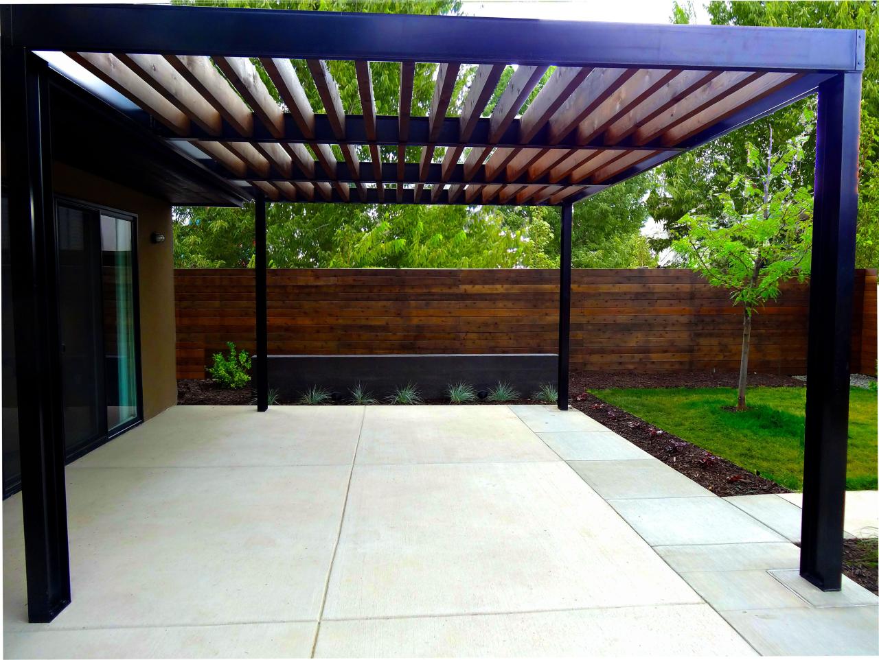 Pergola house attached build mitre diy