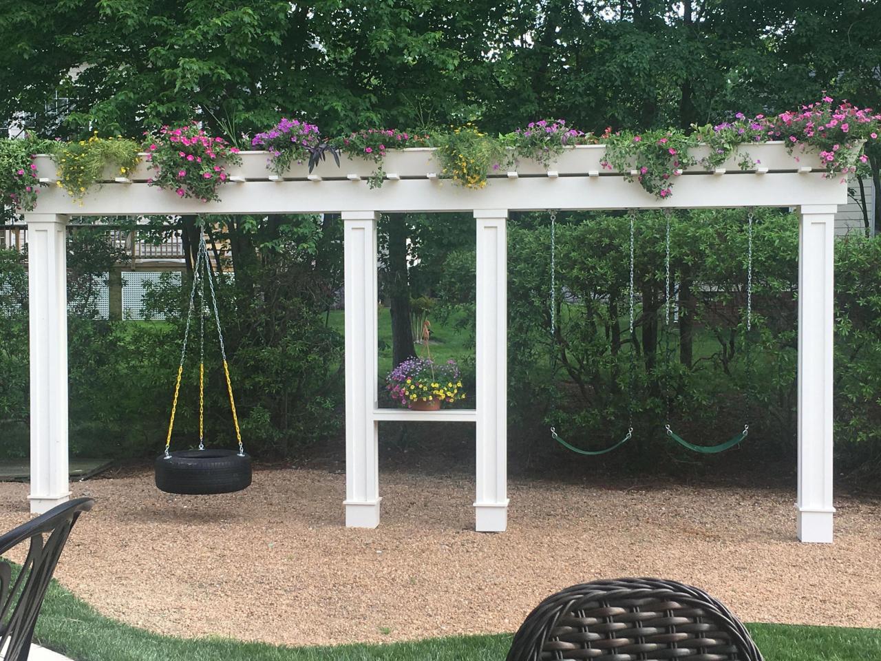 Swing pergola arbor serves shelter raining scorching