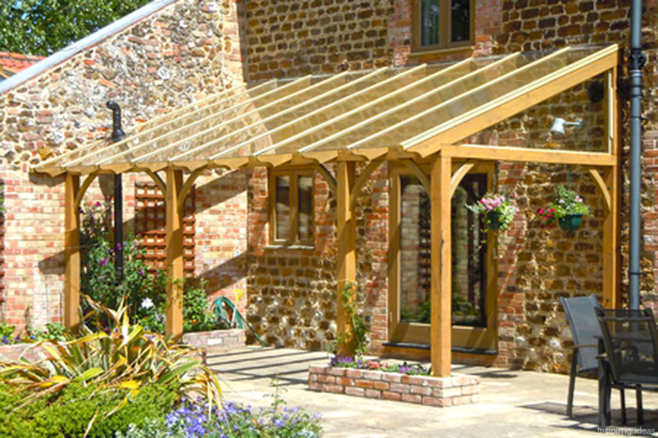 Covered pergola attached to house