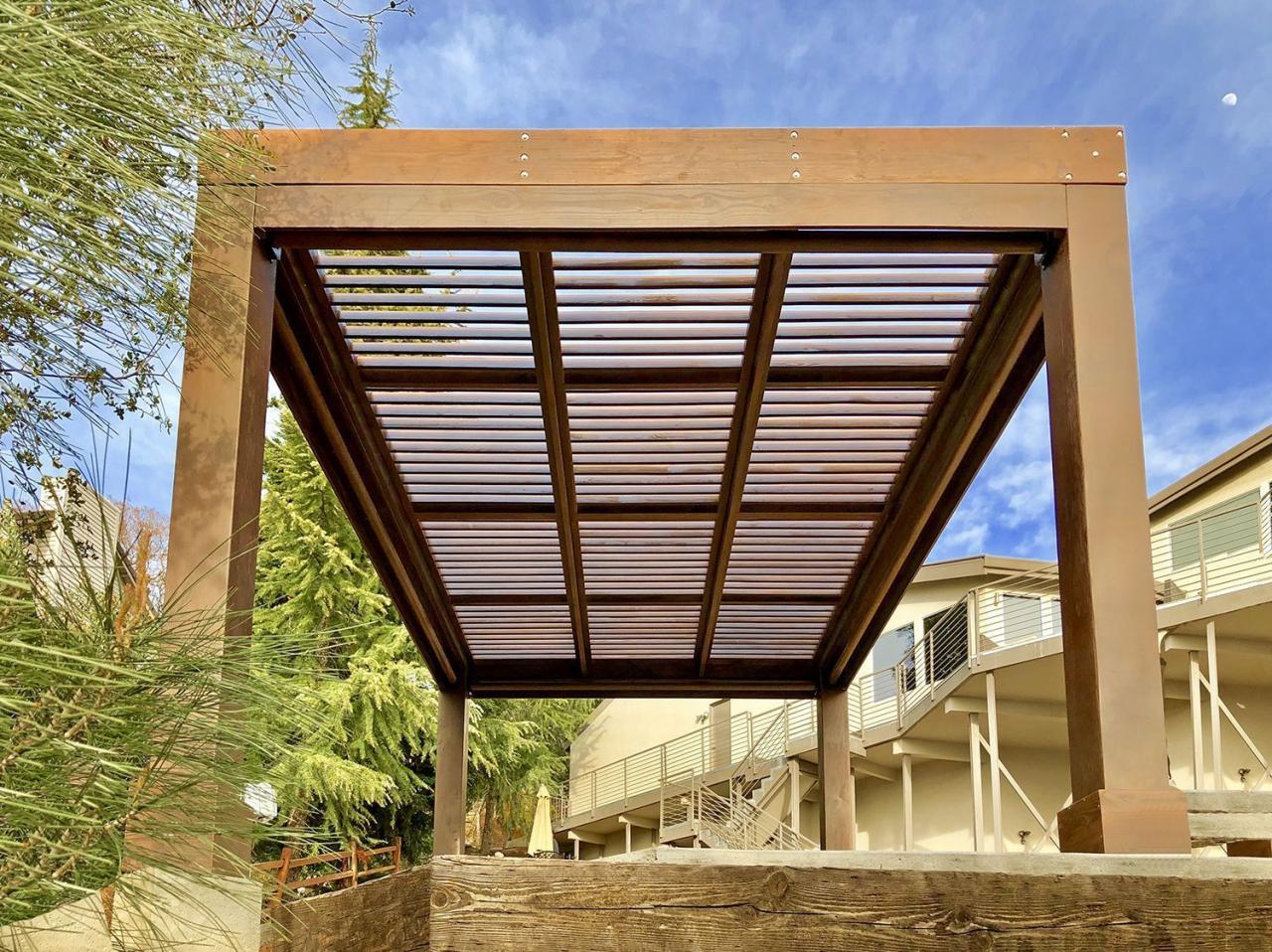 Pergola louvered pergolas redwood wooden