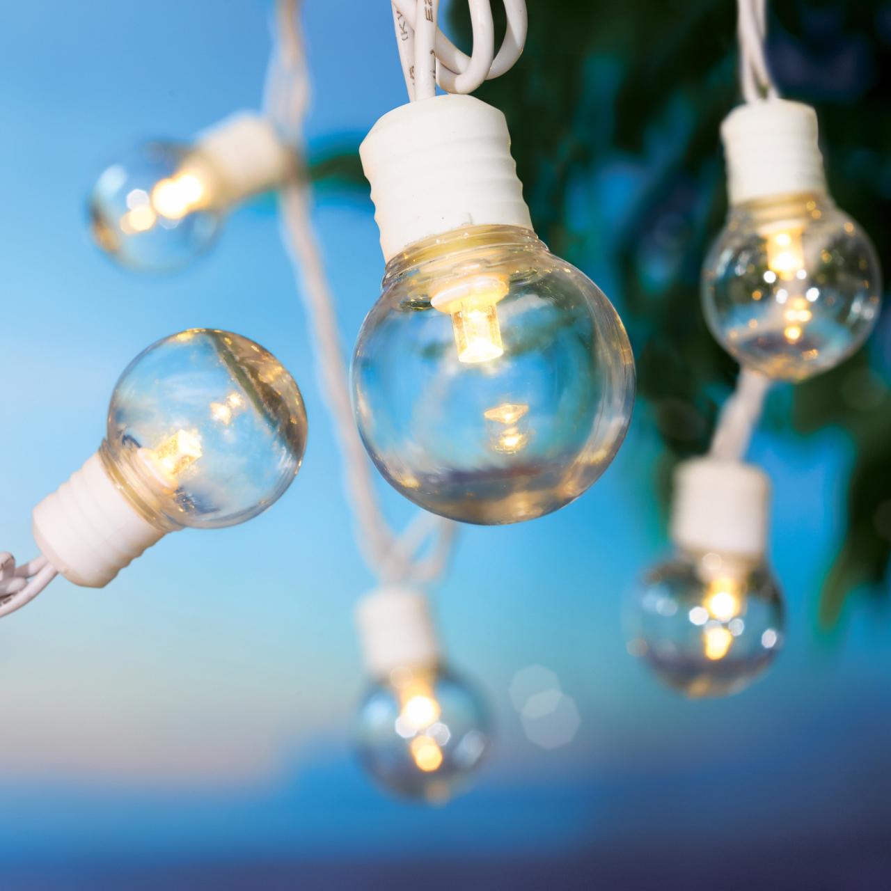 String lights outdoor led hanging light lighting bulbs indoor ideas wire garden festoon patio weatherproof grade commercial duty heavy strand