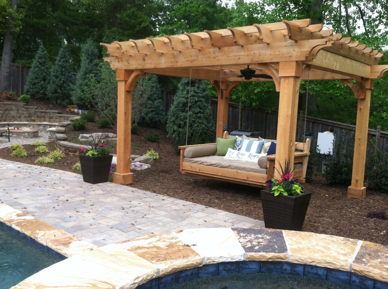 Swing pergola plans bench porch seat