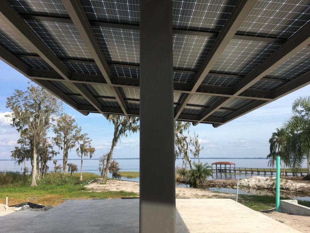 Solar panel shade structure