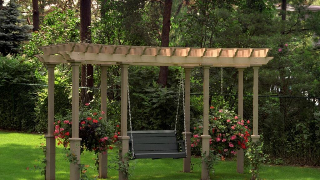 Pergola swing wooden ideas swings cedar beautiful outdoor backyard wood arbor garden corner patio yard diy designs gazebo quiet bois