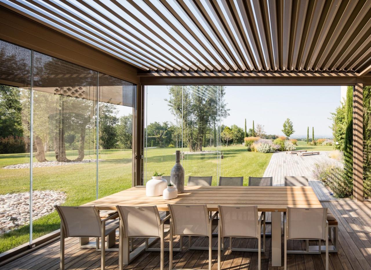 Pergola bioclimatic terrace shading