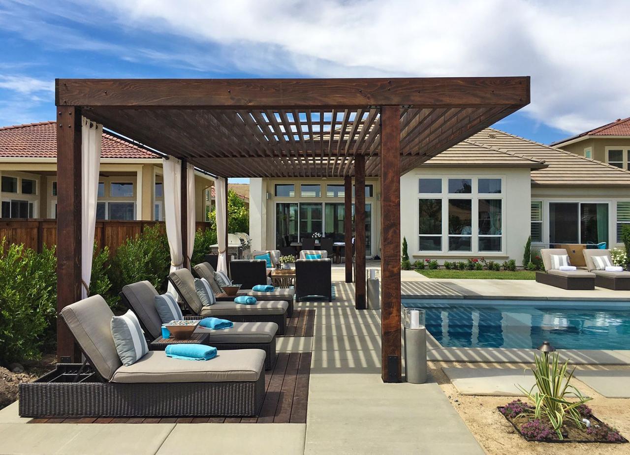 Contemporary wooden pergola