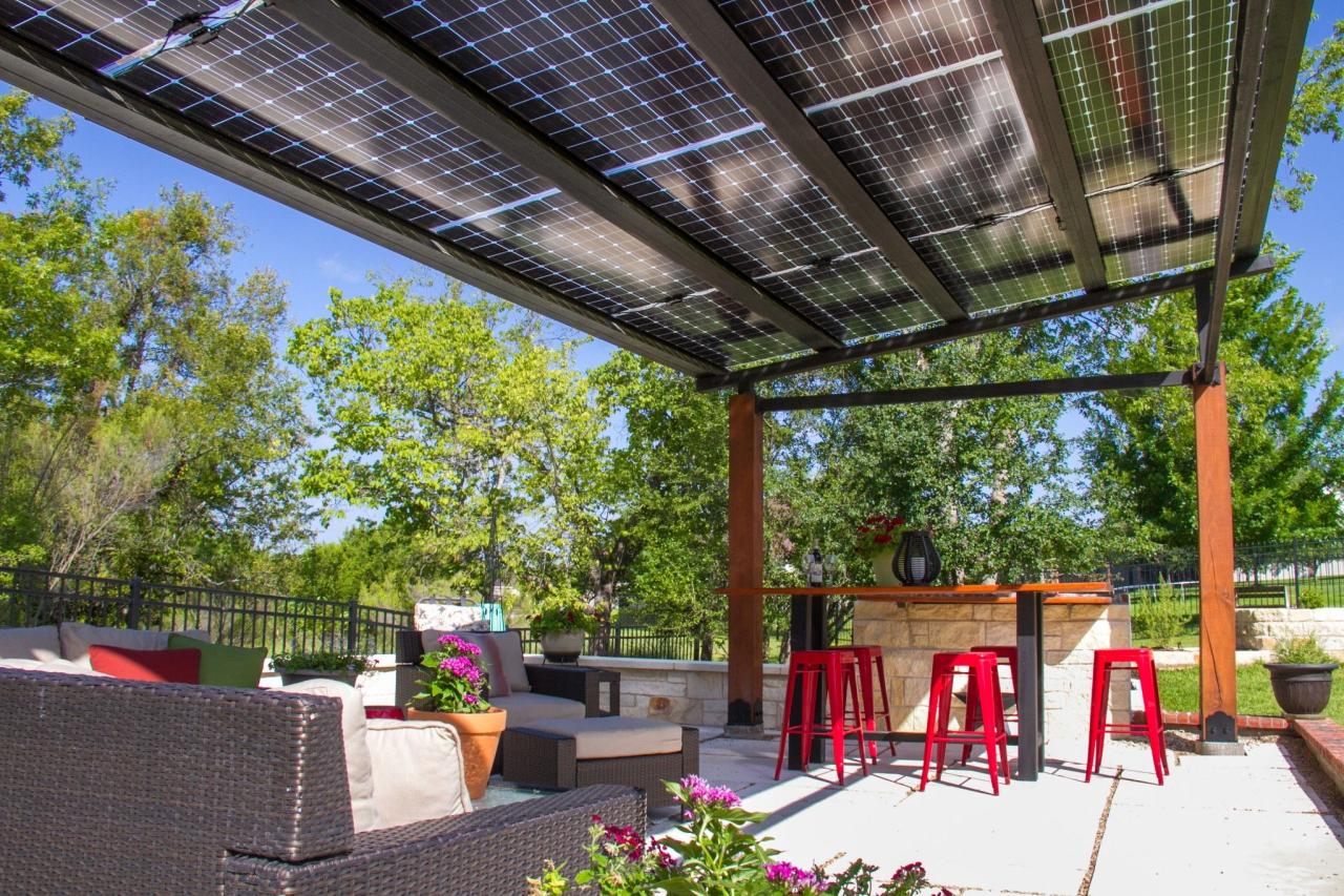 Solar pergola shade structures